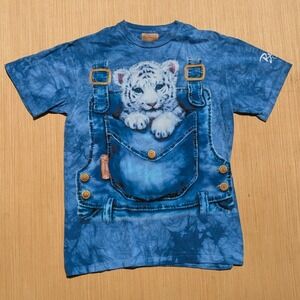Vintage 2001‎ The Mountain Baby White Tiger Tie Dye Busch Gardens Men's Medium
